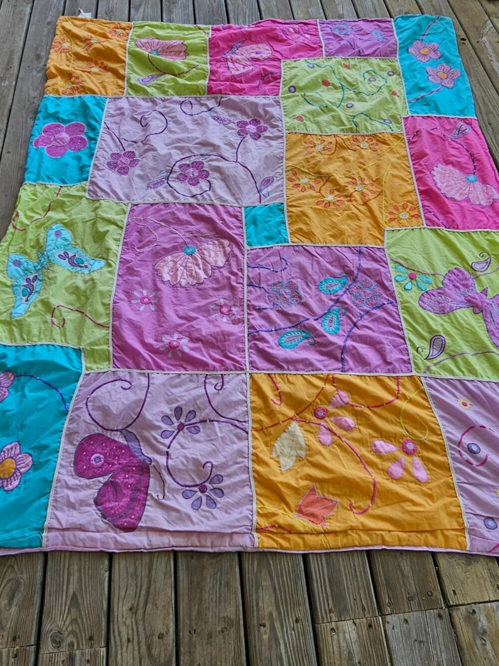 Beautiful Girl Bedspread Cover Bedding Butterfly Quilt Flower Comforter Purple P